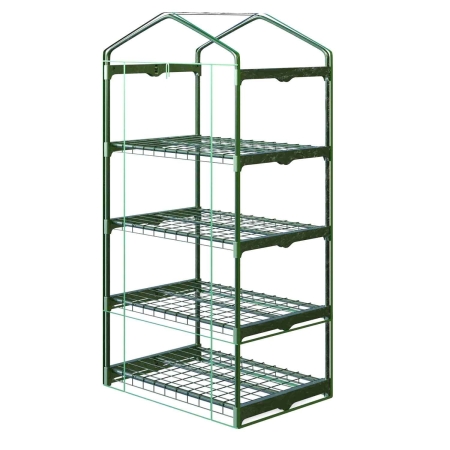 Szklarnia ogrodowa, regał, folia, 4 półki, 70x50x160 cm, zielona