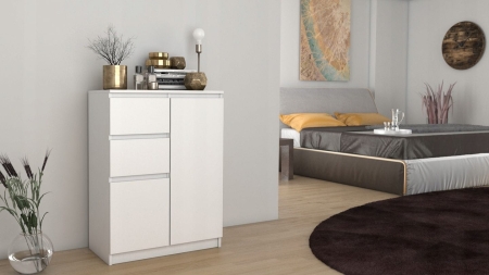 Komoda do sypialni, salonu, 2D2S, 70x40x97 cm, biel, mat