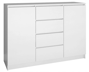 Komoda do sypialni, pokoju, 2D4S, 120x40x97 cm, biel, mat