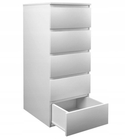 Komoda, szafka do sypialni, W5, 40x45x111 cm, biel, mat