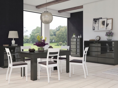 Komoda do sypialni, salonu, M8, 120x40x97 cm, czerń, połysk