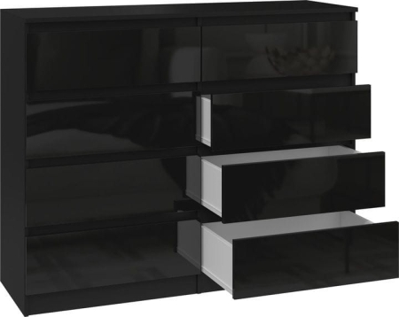 Komoda do sypialni, salonu, M8, 120x40x97 cm, czerń, połysk