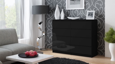Komoda do sypialni, salonu, M8, 120x40x97 cm, czerń, połysk