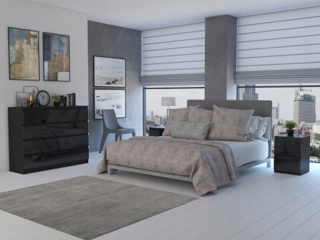 Komoda do sypialni, salonu, M8, 120x40x97 cm, czerń, połysk