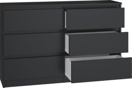 Komoda do sypialni, salonu, M6, 120x30x77 cm, czerń, mat