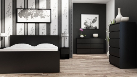 Komoda do sypialni, salonu, M6, 120x30x77 cm, czerń, mat
