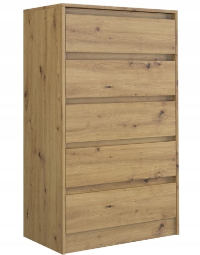 Przejdź do produktu Komoda do sypialni, pokoju, K5, 70x43x124 cm, dąb artisan