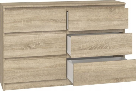 Komoda do sypialni, salonu, M6, 120x30x77 cm, dąb sonoma