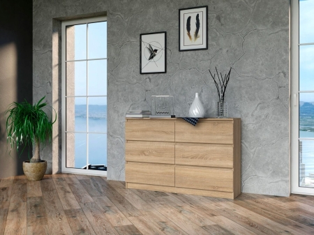 Komoda do sypialni, salonu, M6, 120x30x77 cm, dąb sonoma