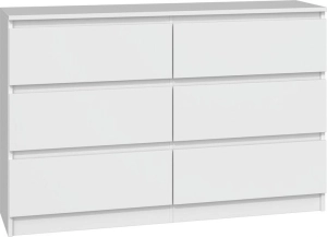 Komoda do sypialni, salonu, M6, 120x30x77 cm, biel, mat