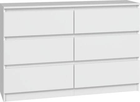 Komoda do sypialni, salonu, M6, 120x30x77 cm, biel, mat