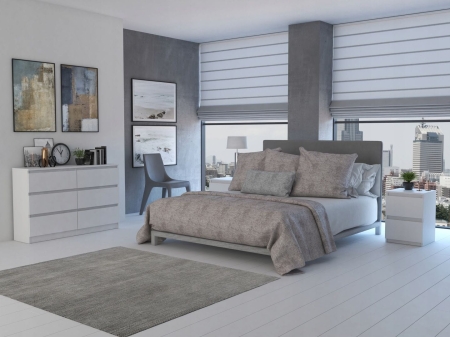 Komoda do sypialni, salonu, M6, 120x30x77 cm, biel, mat