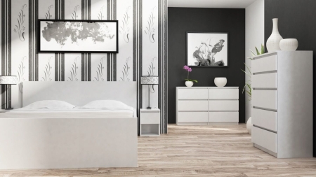 Komoda do sypialni, salonu, M6, 120x30x77 cm, biel, mat