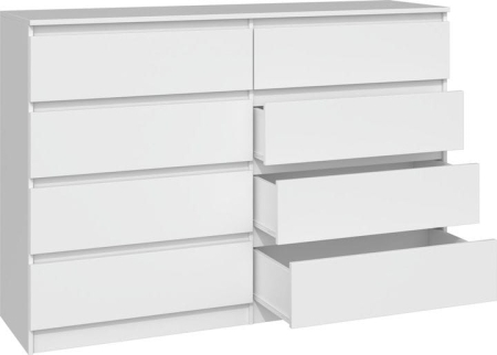 Komoda do sypialni, salonu, M8, 140x40x97 cm, biel, mat