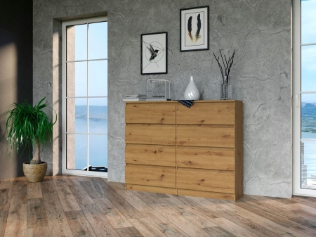 Komoda do sypialni, salonu, M8, 120x40x97 cm, dąb artisan