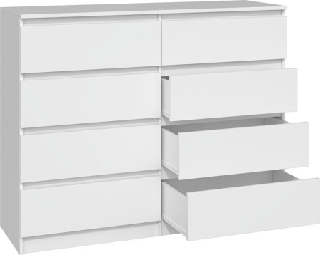 Komoda do sypialni, salonu, M8, 120x40x97 cm, biel, mat
