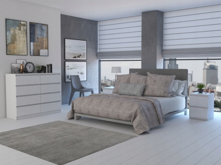 Komoda do sypialni, salonu, M8, 120x40x97 cm, biel, mat