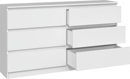 Komoda do sypialni, salonu, M6, 140x40x77 cm, biel, mat