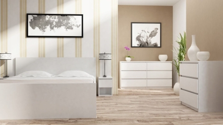 Komoda do sypialni, salonu, M6, 140x40x77 cm, biel, mat