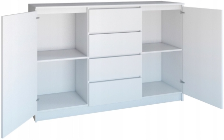 Komoda do sypialni, pokoju, 2D4S, 140x40x97 cm, biel, mat