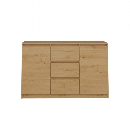 Komoda do sypialni, pokoju, 2D3S, 120x30x75 cm, dąb artisan