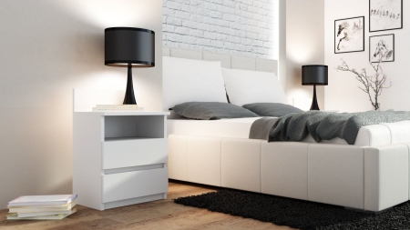 Szafka nocna, stolik, M1, 40x32x59 cm, biel, mat
