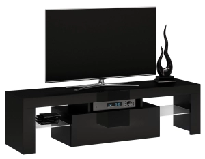 Szafka pod telewizor, stolik rtv, deko, 140x40x45 cm, czerń, połysk