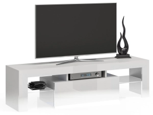 Szafka pod telewizor, stolik rtv, deko, 140x40x45 cm, biel, połysk