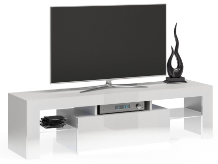 Szafka pod telewizor, stolik rtv, deko, 140x40x45 cm, biel, połysk