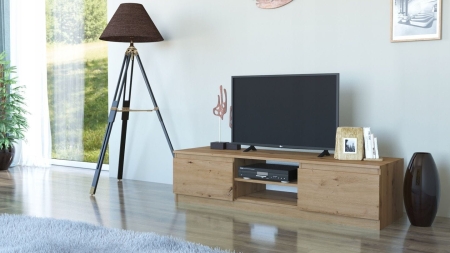 Szafka pod telewizor, stolik rtv, malwa, 140x40x36 cm, dąb artisan