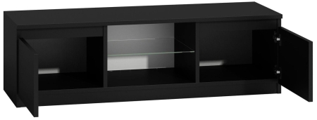 Szafka pod telewizor, stolik rtv, 140x40x36 cm, czerń, połysk