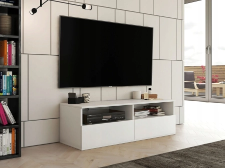 Szafka pod telewizor, stolik rtv, rumba, 120x40x38 cm, biel, mat