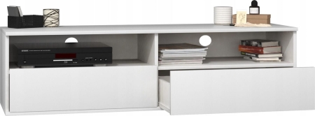 Szafka pod telewizor, stolik rtv, rumba, 140x40x38 cm, biel, mat