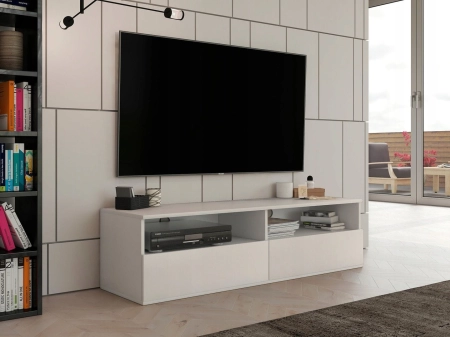 Szafka pod telewizor, stolik rtv, rumba, 140x40x38 cm, biel, mat