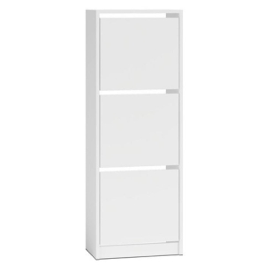 Szafka na obuwie, schowek, betsi, 3 półki, 49x28x136 cm, biel, mat