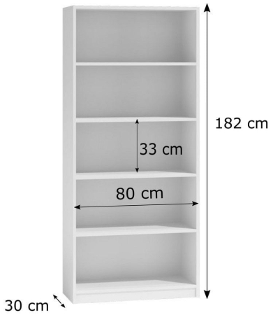 Regał, szafka, biblioteczka, R80, 80x30x182 cm, dąb artisan
