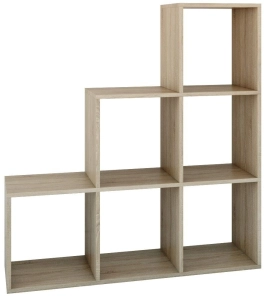 Regał do salonu, pokoju, schodkowy, step, 115x30x115 cm, dąb sonoma