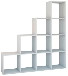 Regał do salonu, pokoju, komorowy, step, 153x30x153 cm, biel, mat