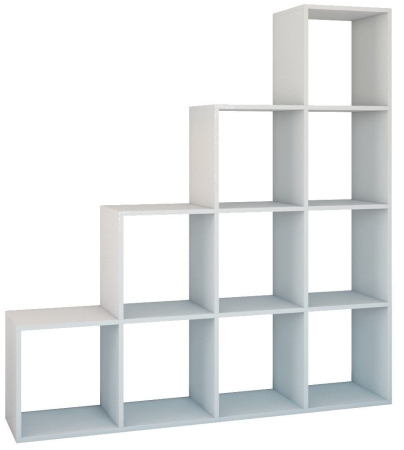 Regał do salonu, pokoju, komorowy, step, 153x30x153 cm, biel, mat