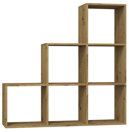 Regał do salonu, pokoju, schodkowy, step, 115x30x115 cm, dąb artisan