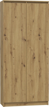Regał do salonu, zamykany, szafka, hemn, RS-80, 80x35x180 cm, dąb artisan