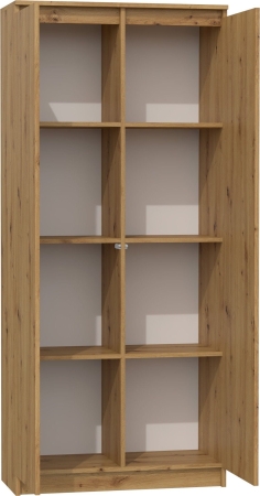 Regał do salonu, zamykany, szafka, hemn, RS-80, 80x35x180 cm, dąb artisan