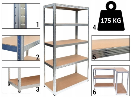 Regał metalowy, magazynowy, G9040, 90x40x180 cm, garażowy, 175 kg