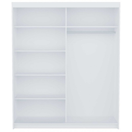 Szafa do sypialni, drzwi przesuwne, duże lustro, faro, 180x61x216 cm, biel, mat