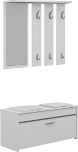 Garderoba, szafa, wieszak, lustro, roma, 100x38x180 cm, biel, mat