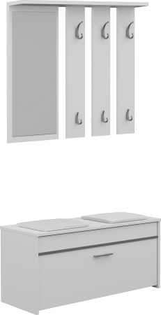 Garderoba, szafa, wieszak, lustro, roma, 100x38x180 cm, biel, mat