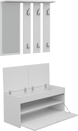 Garderoba, szafa, wieszak, lustro, roma, 100x38x180 cm, biel, mat