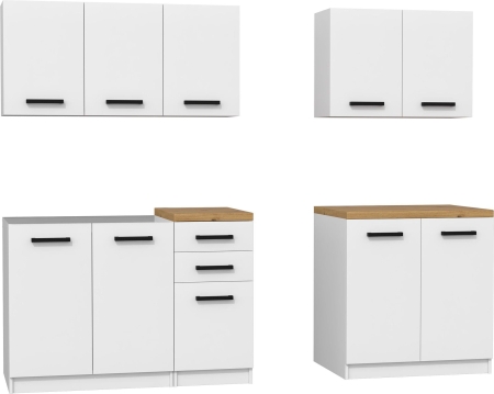 Szafka kuchenna, z blatem, 80x60x86 cm, biel, dąb artisan, mat