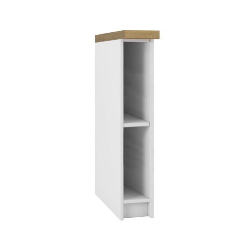 Przejdź do produktu Szafka kuchenna, otwarta, wąska, z blatem, 15x60x86 cm, biel, dąb artisan, mat