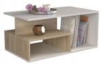 Ława, stolik do salonu, prima, dąb sonoma, biel, mat, 90x51x43 cm